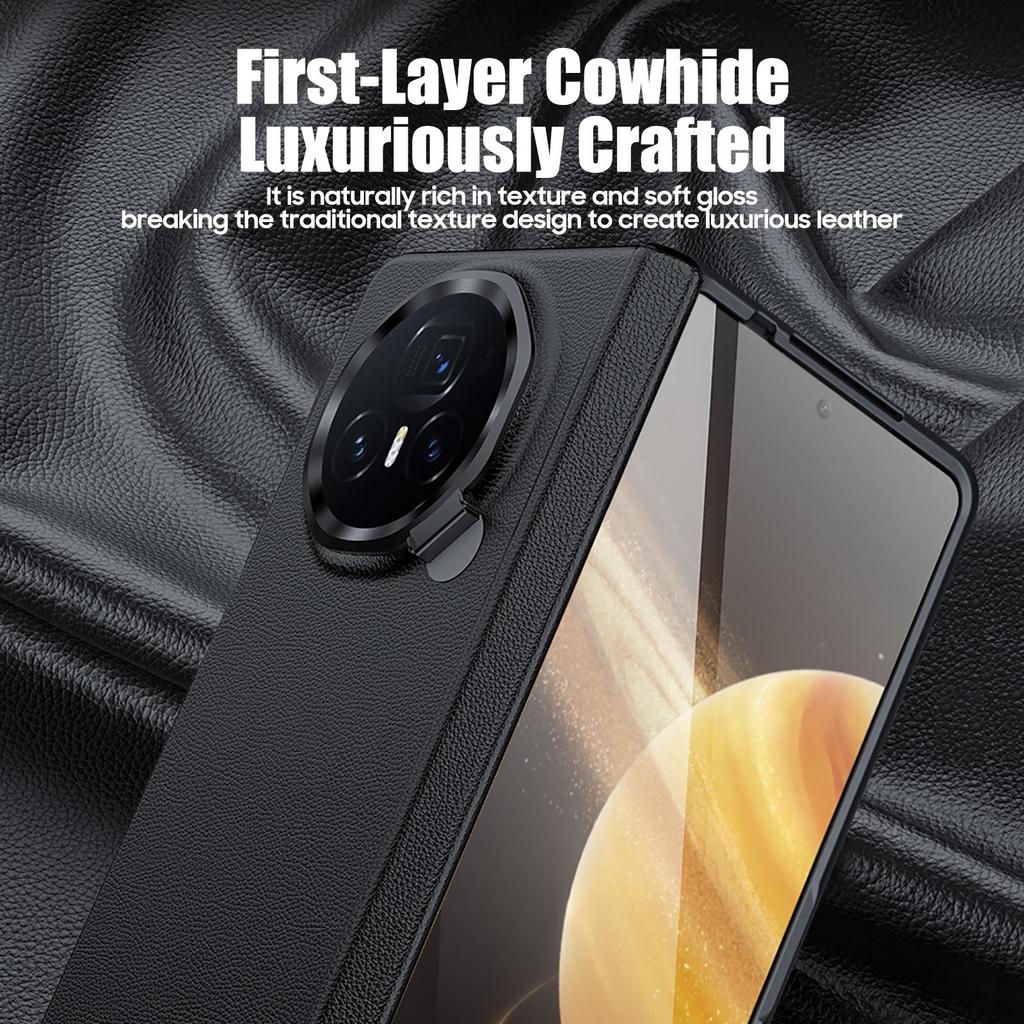 Für Honor Magic V3 Handyhülle Folie Integrierte Mittelachse Rundumschließendes Scharnier Objektivhalter für Magic VS3 Lederschutzhülle