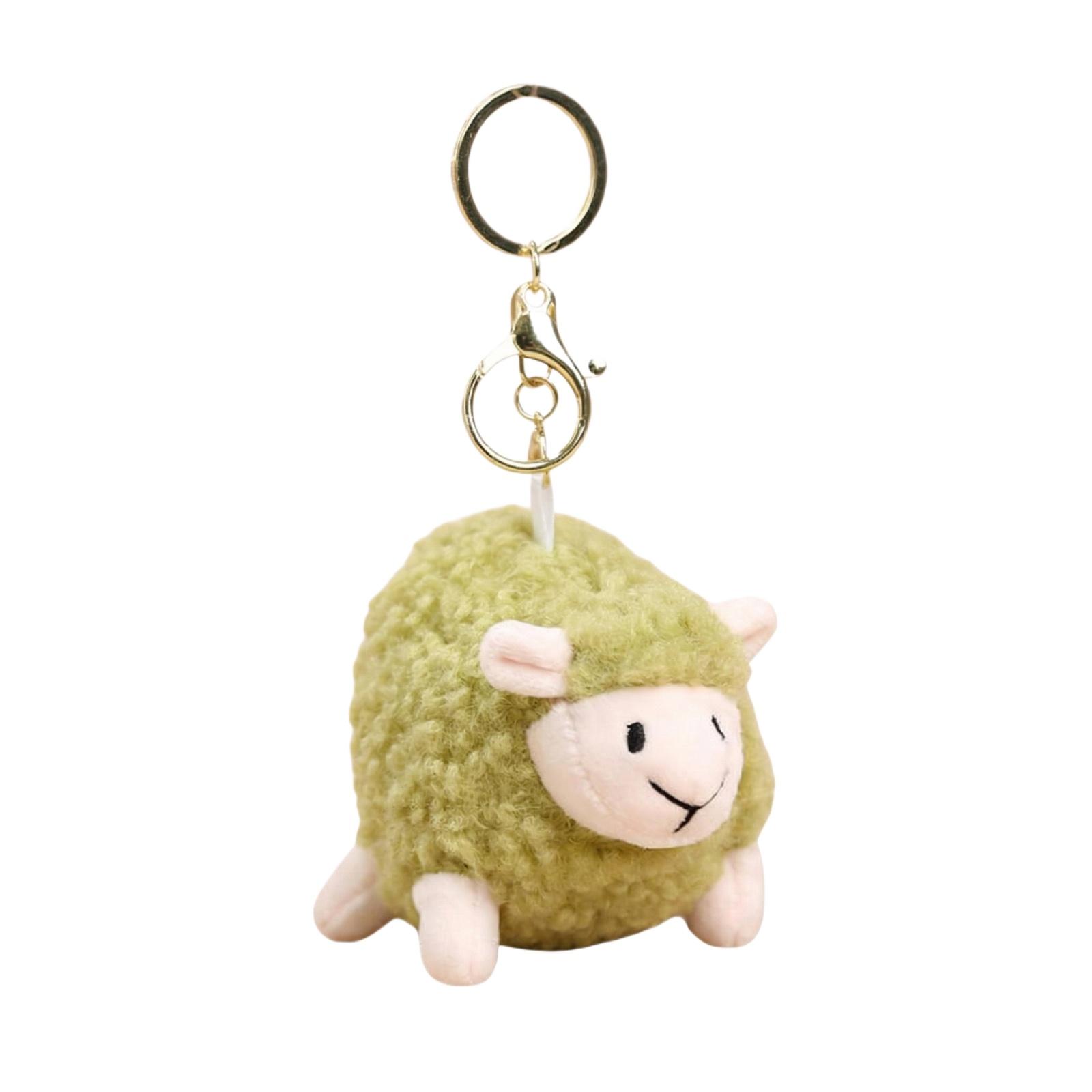 Plush Sheep Keychain Soft Stuffed Animal Bag Pendant with Metal Key Ring for Backpack Purse Wallet Decoration Gift One Size зелёный