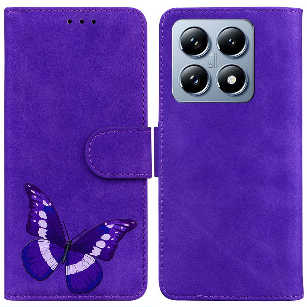 For Xiaomi 14T Pro Stand Case PU Leather Phone Cover Butterfly Printed