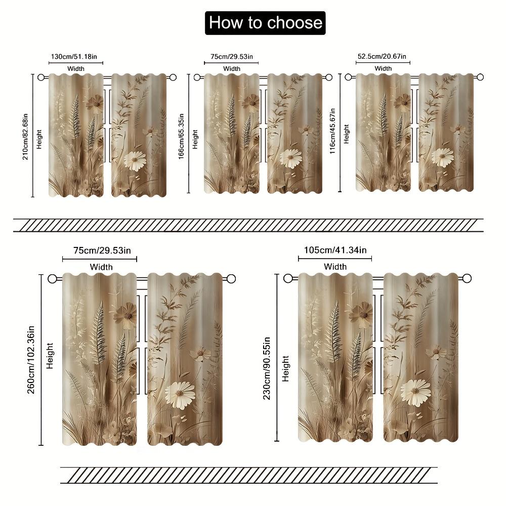 2pcs Vintage Boho Jungle Leaf Art Sheer Curtains – Polyester for Bedroom & Living Room