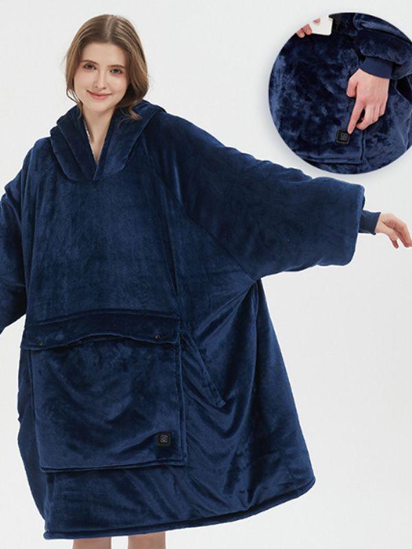 USB Heated Blanket Hooded Blanket Flannel Double-Layer Thickened Warm Pajamas