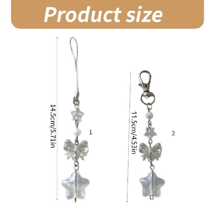 Unique Bowknot Phone Charm Fashion Decorative Bead Keychain Acrylic Keyring Bag Pendant Accessory for Women Girls