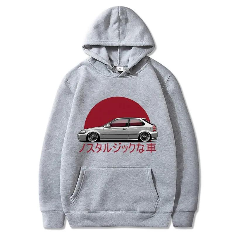 Men Nostalgic Car Hoodie Jdm Comic Printing Tracksuit Mens Sweatshirt Female EK Japanese Streetwear Pullover Long Sleeve EU Size