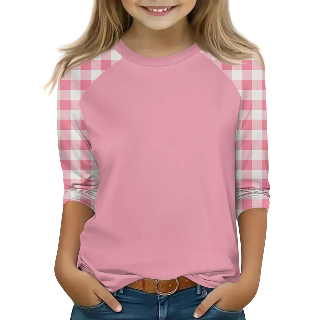 Topy pro dívky 4-16 let, kulatý výstřih, 3/4 rukávy, trička, moderní topy, outfity, trička