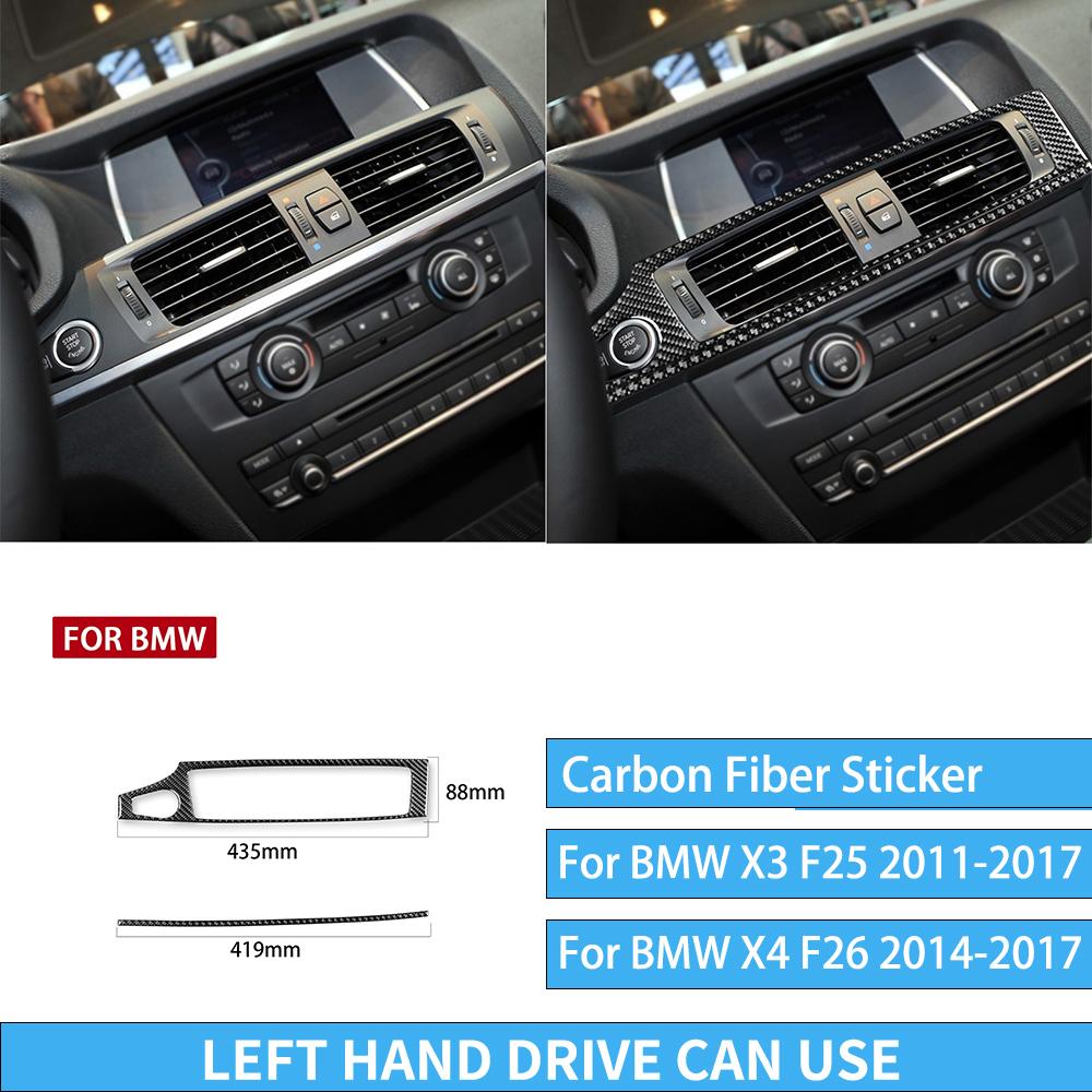 For BMW X3 F25 2011-2017 For X4 F26 2014-2017 Accessories Interior Dashboard Gear Outlet Full Set Kit Carbon Fiber Cover Sticker