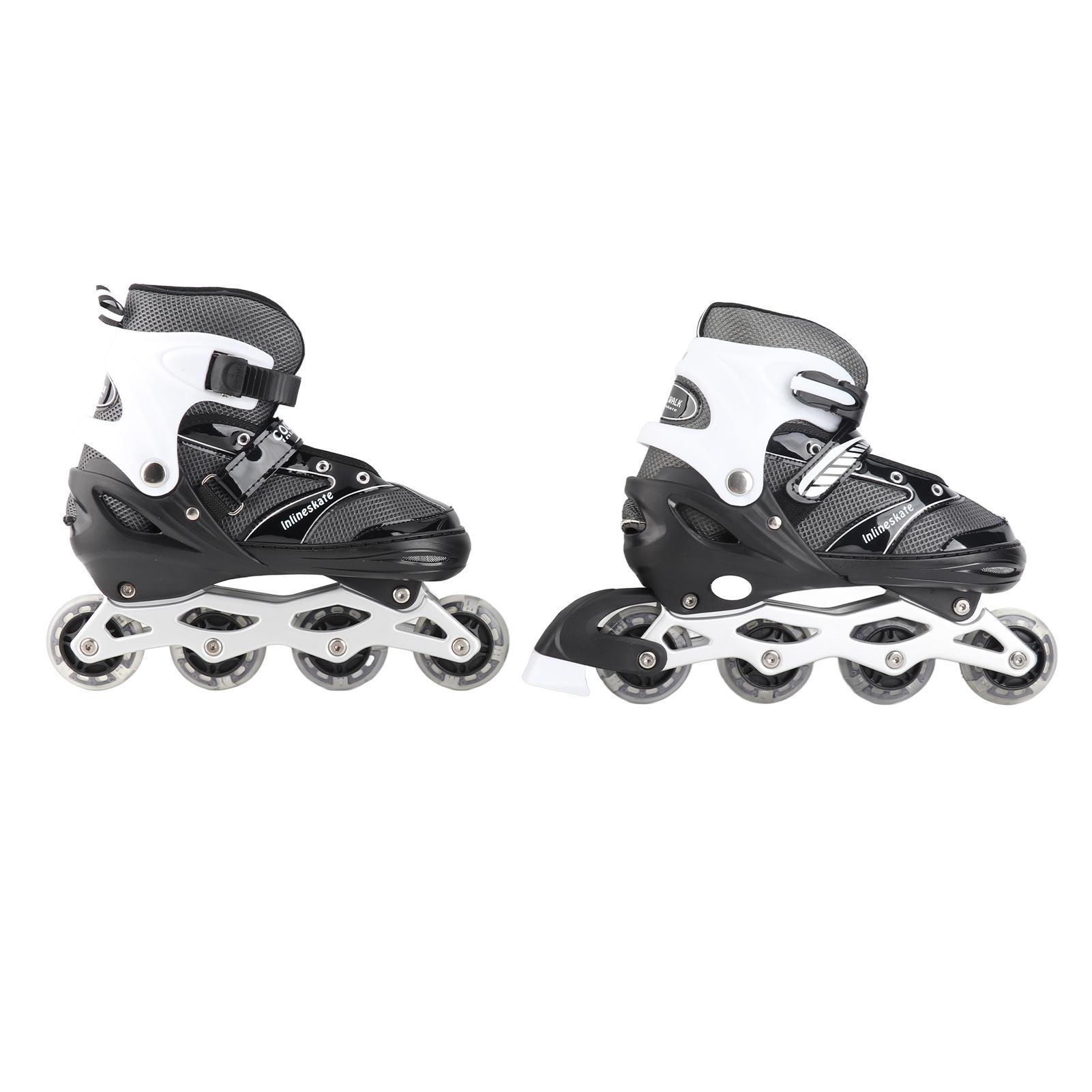1 Paar Inline Skates Verstelbaar Unisex Fitness Skates voor Volwassenen Kinderen zwart