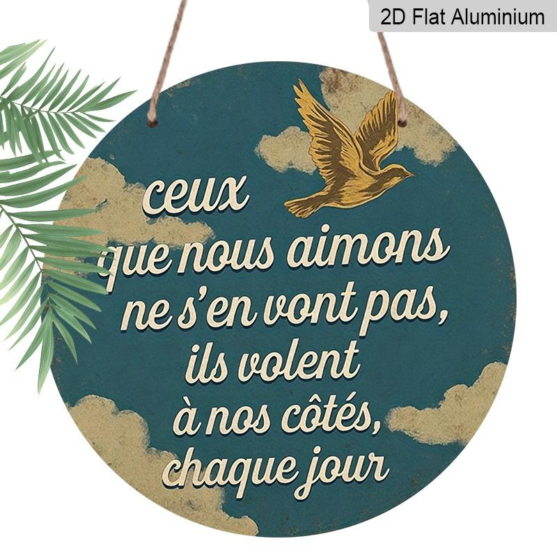

2D Flat, Vintage French-style Round Aluminum Wall Hanging, Available in Various Sizes. for Remembering Deceased Loved Ones. Suitable for Cafes 20*20cm
