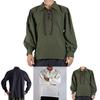 Men's Renaissance Peasant Pirate Shirt With Lace Up Design And Loose Fit For Cosplay