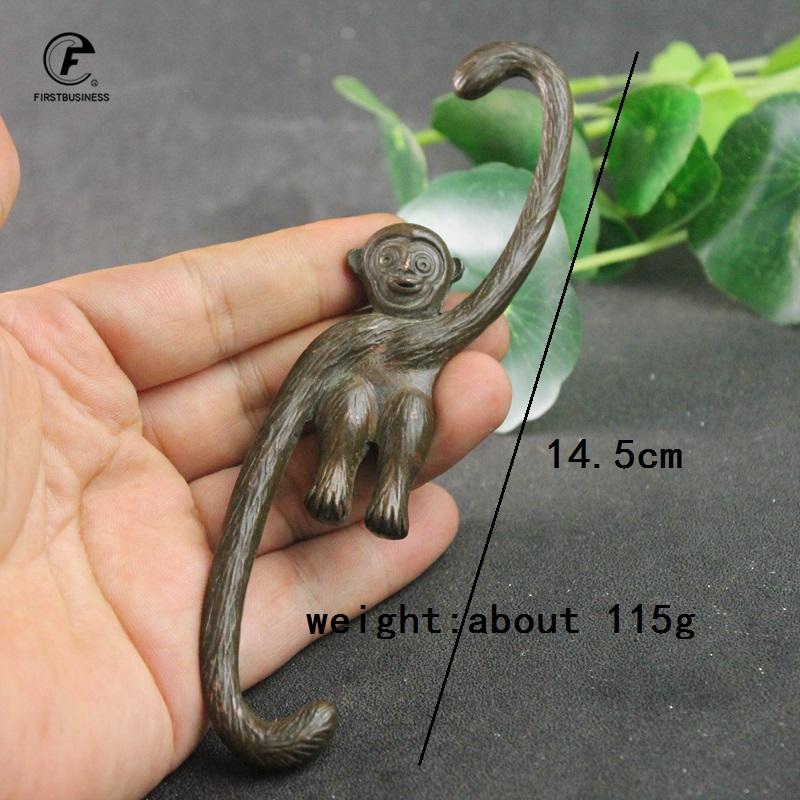 Антикварный Медный Крючок-Обезьяна Маленькая Статуэтка Украшение Винтажные Металлические Фигурки Животных Настольные Украшения Аксессуары Декор Дома Поделка