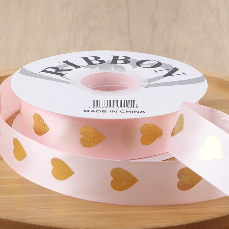 36  Yard Ribbon Gift 2.5CM Easy-to-Tie Heart Length-Sufficient Polyester Fade-Resistant Premium DIY-Friendly Foil-Stamped Durable