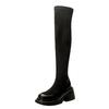 Black Suede Elastic Boots Women's Winter New Thick-soled Heel Over Knee Boots Skinny Boots Socks Boots Long Boots