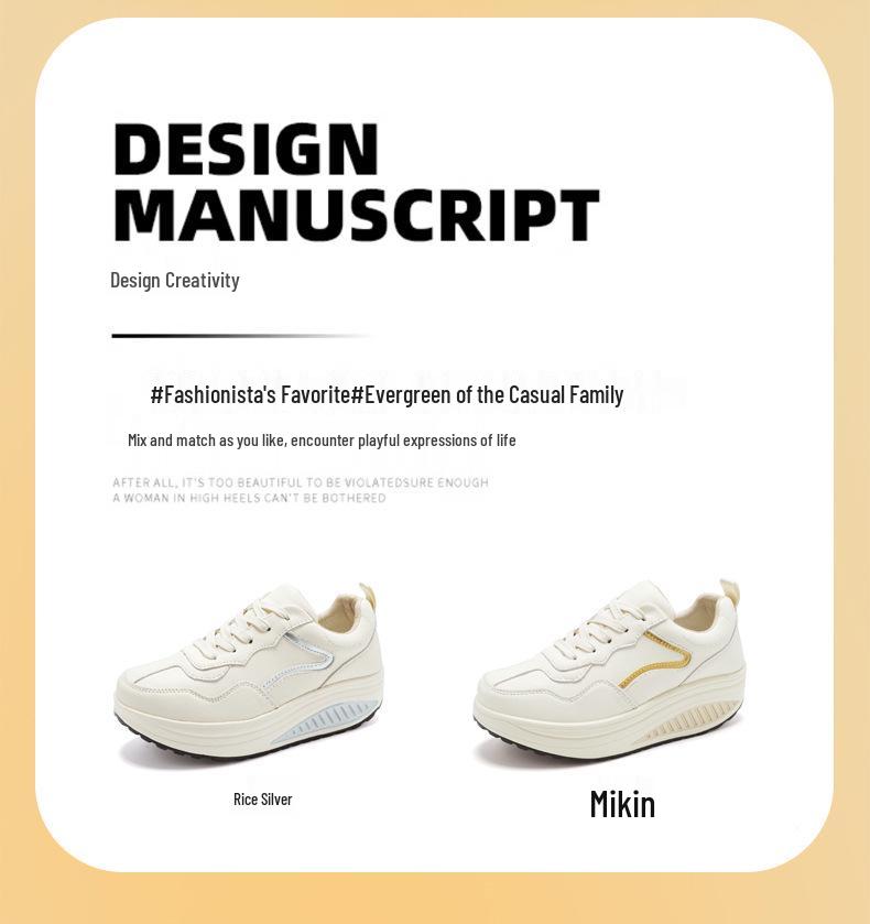 Echtes Leder Dicke Sohle Höhenvergrößernde Sneaker - Lässige Rocker Sportschuhe für Frühling und Herbst