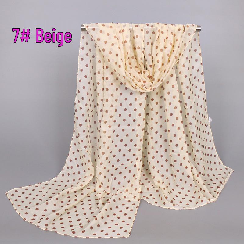 Eșarfă șifon cu buline mici de primăvară 2025: Protecție Solară la Modă pentru Femei, Ușoară și Lungă