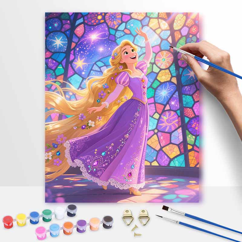 Disney Rapunzel oil painting hand painting coloring painting handmade diy home decoration gift 20x30cm