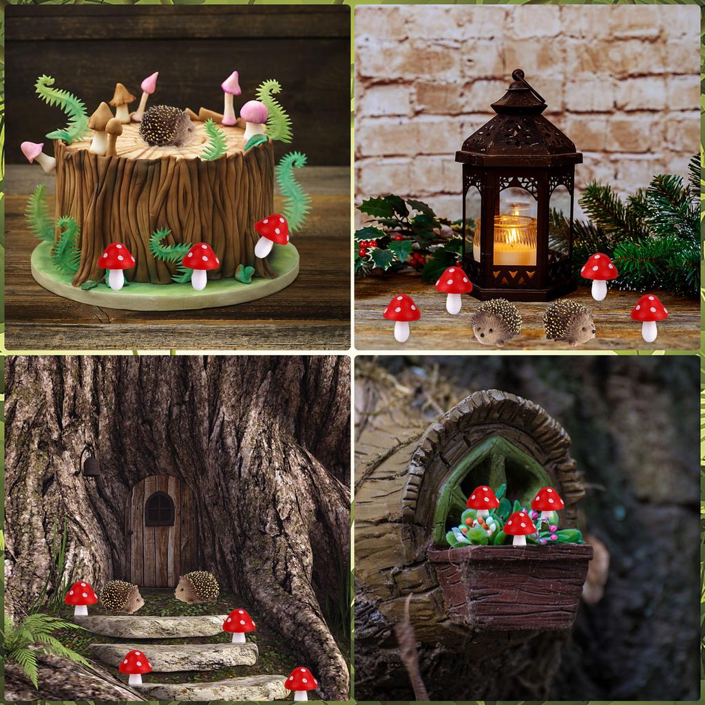 8 Pcs Fairy Wild Garden Accessories Mini Hedgehogs And Mushroom Statue Micro Lan
