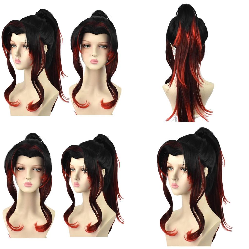 Anime-inspired Black Dead Mule Cosplay Wig Medium Length High-temperature Fiber