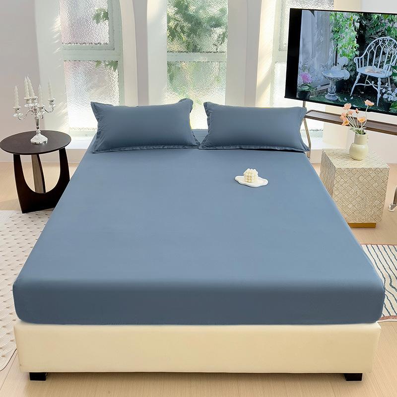 Four Seasons Skin-friendly Washed and Brushed Solid Color Pillowcase Protective Cover Double Fitted Sheet Taiwan Bed Bag