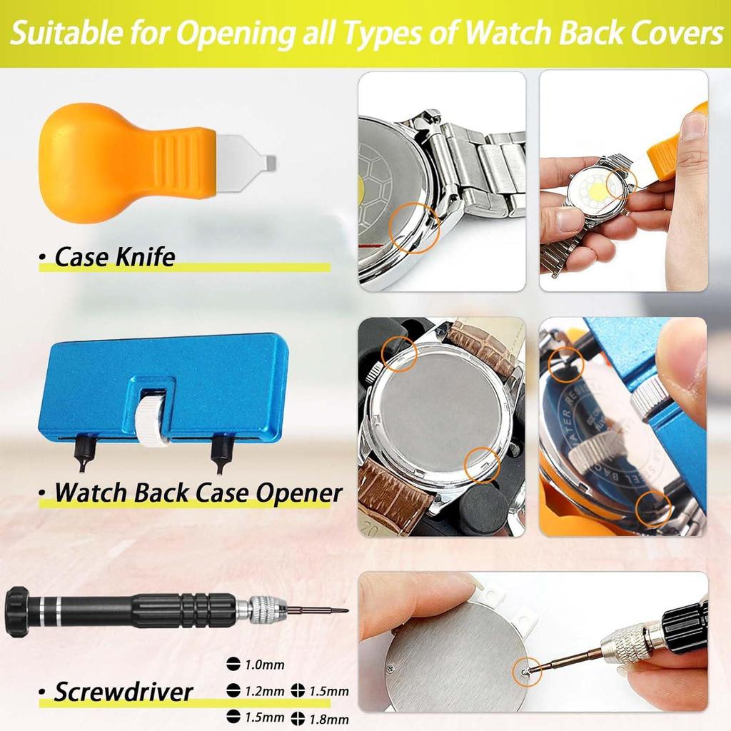 39-Piece Watch Repair Tool Kit: Press, Replace Battery, Remove & Install Watch Bands