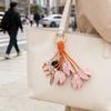 Elegant Tulips Shaped Leather Keychain With Beaded Accent For Bags And Keys Stylish Accessory Gift