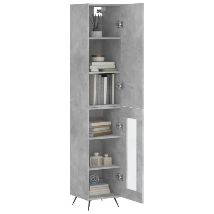 VidaXL Buffet haut Gris béton 34,5x34x180 cm Bois d'ingénierie 3199021