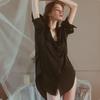 2024 Summer Women's Sexy Pajama Set - Boyfriend Style Shirt Dress with Lace Shorts
