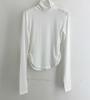 Slim Fit Sheer High Neck Fingerless Long Sleeve Korean T-Shirt