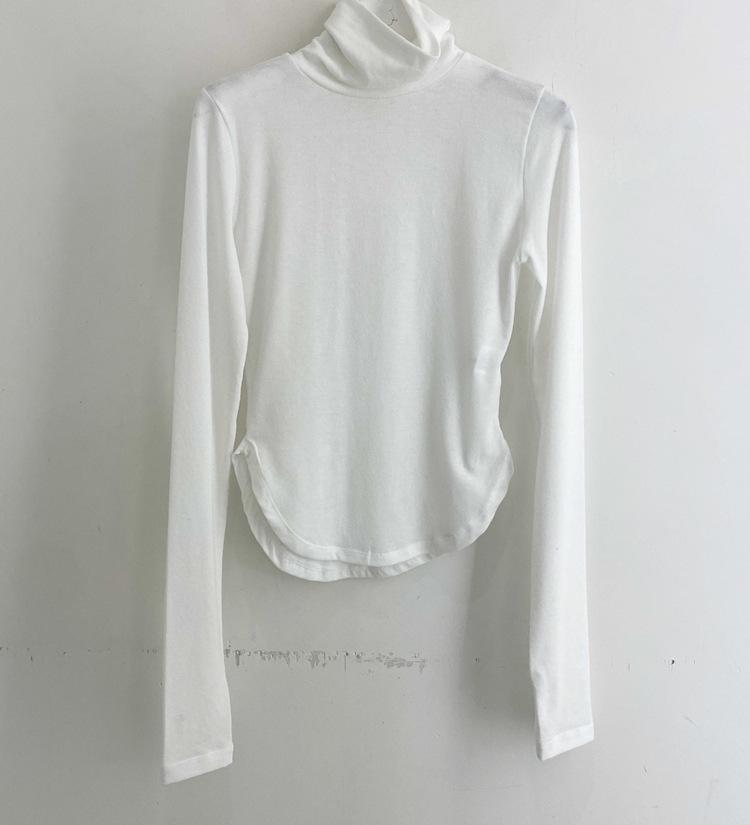 Slim Fit Sheer High Neck Fingerless Long Sleeve Korean T-Shirt