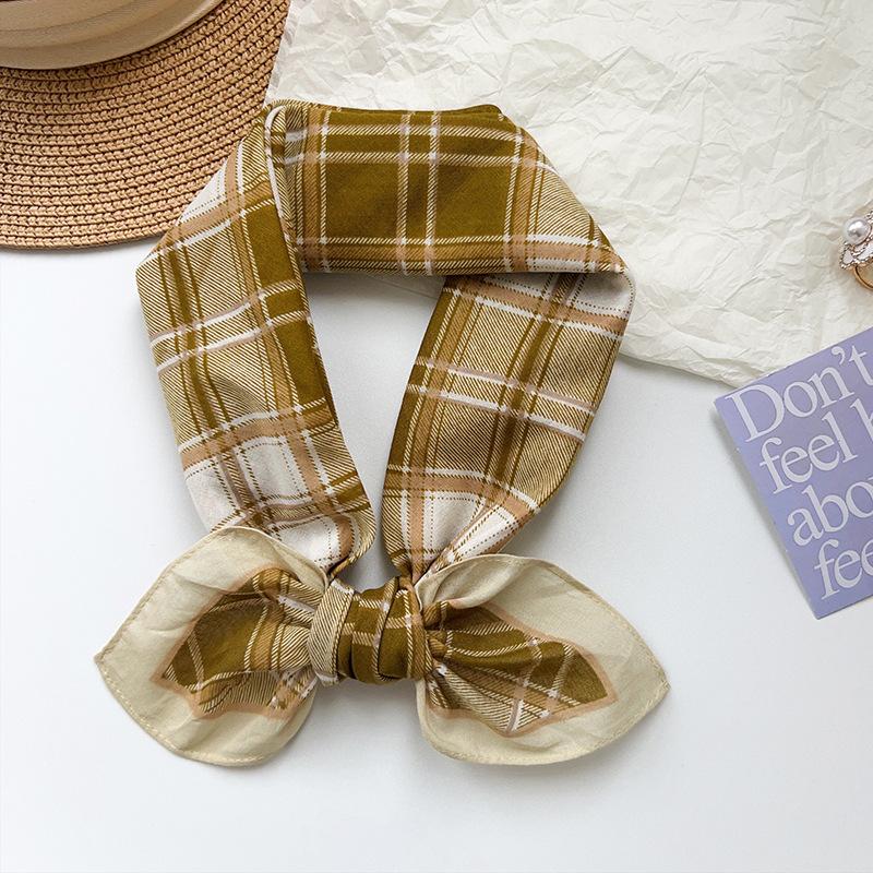 Korean design plaid 100% cotton square scarf summer thin versatile silk scarf retro personalized decorative scarf 65*65