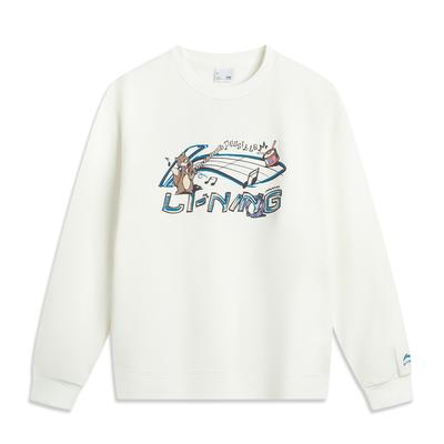 Li Ning Sports Lifestyle Series Letter Logo Round Neck Breathable Versatile Loose Sweatshirt Women Sweatshirt AWDVC76-1