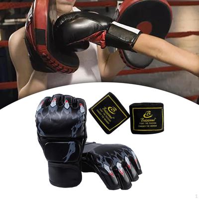 Half Finger Boxing Fight Gloves, MMA Mitts, PU Leather Sparring Gloves for Punching