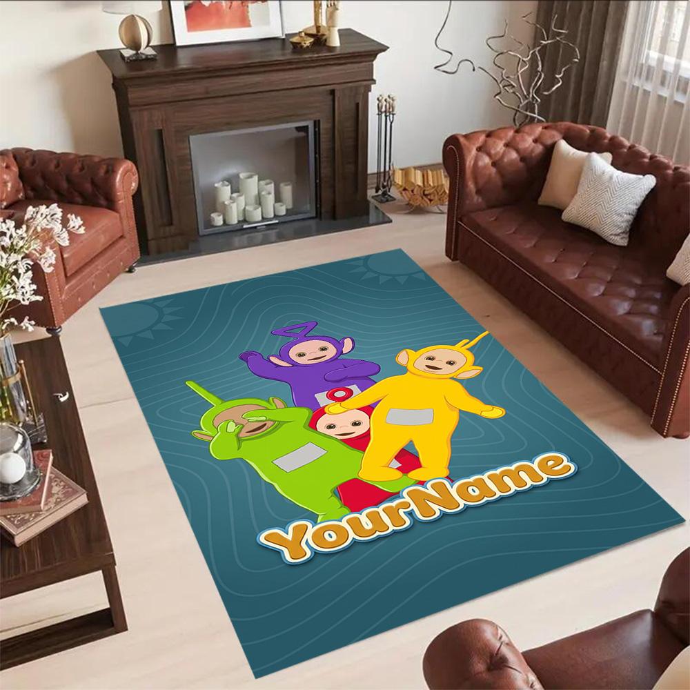 Teletubbies Customizable Name Floor Mat Design for Outdoor Game Room Study Room Kitchen Anti-slip Rug Anime Office Decor Birthday/Christmas Gift