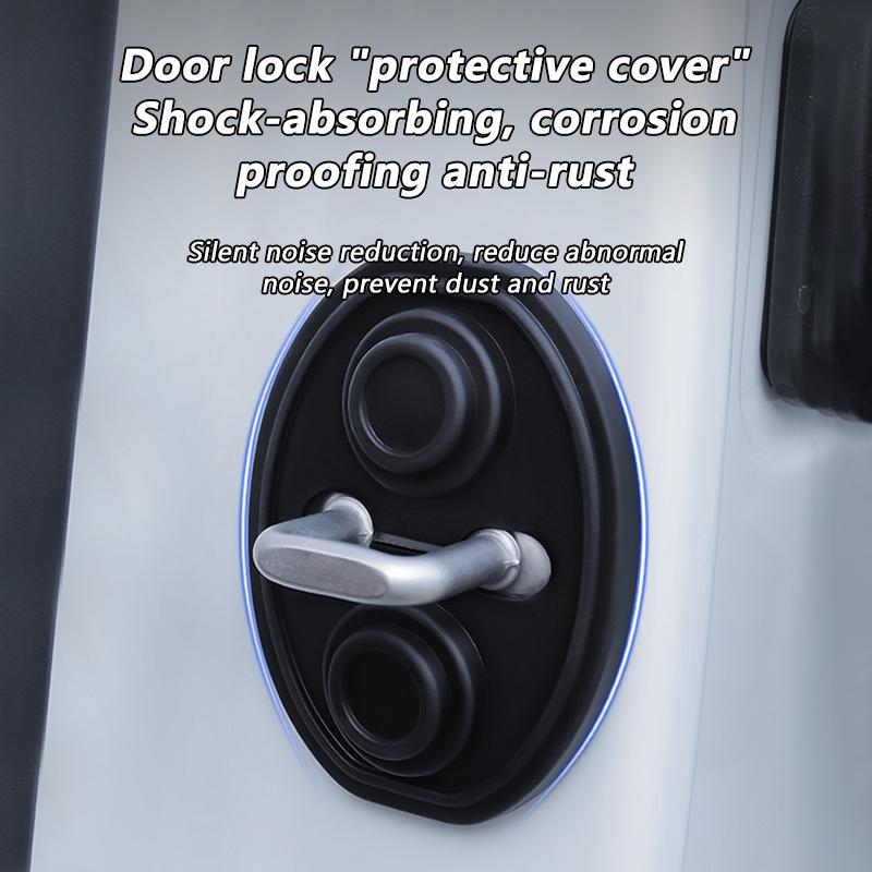 SEAMETAL 4pcs Car Door Silent Shock Pad Silicone Car Door Lock Anti-collision Protective Cover Shock Pad