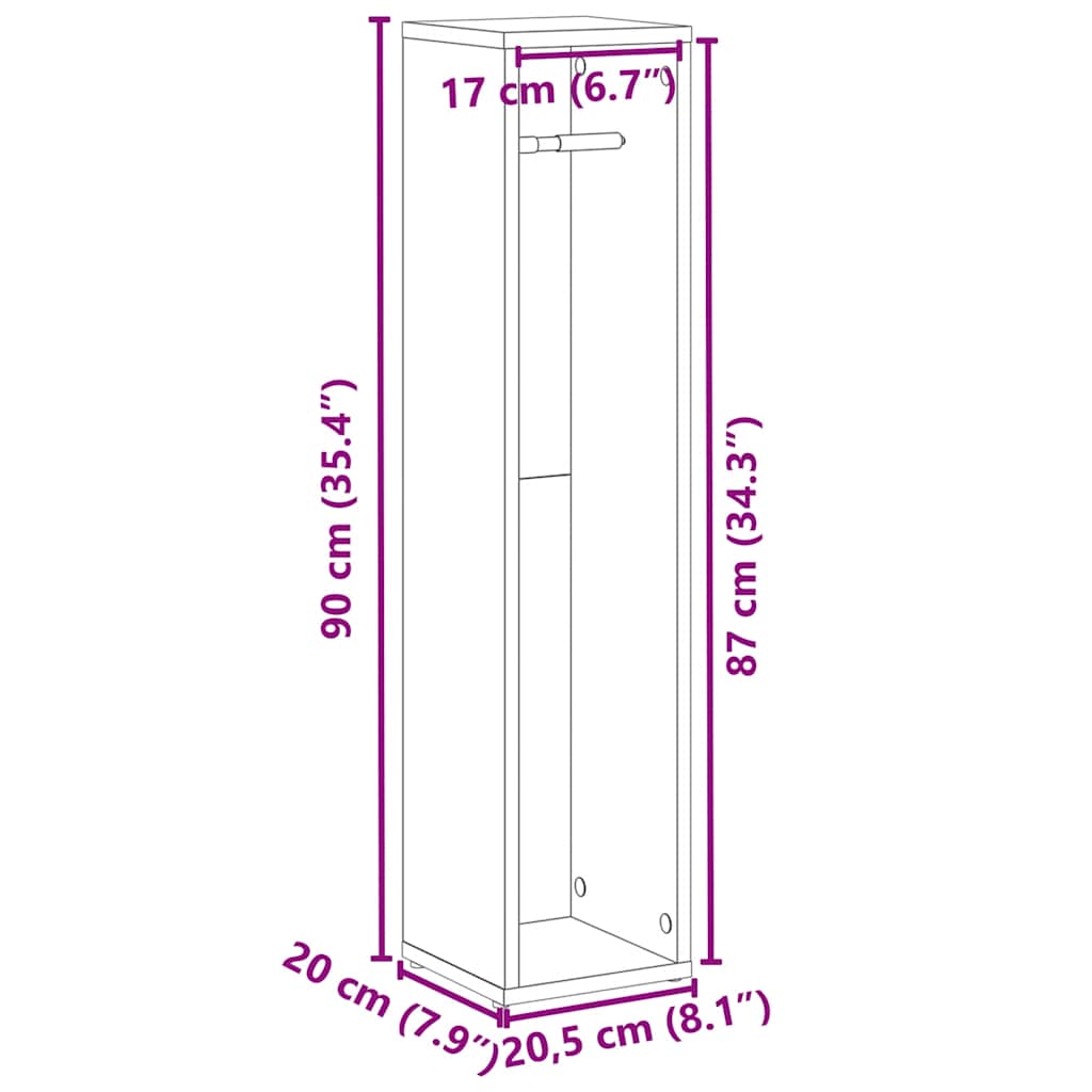 Bathroom Cabinet with Toilet Paper Holder White 20.5 X 20 X 90 Cm
