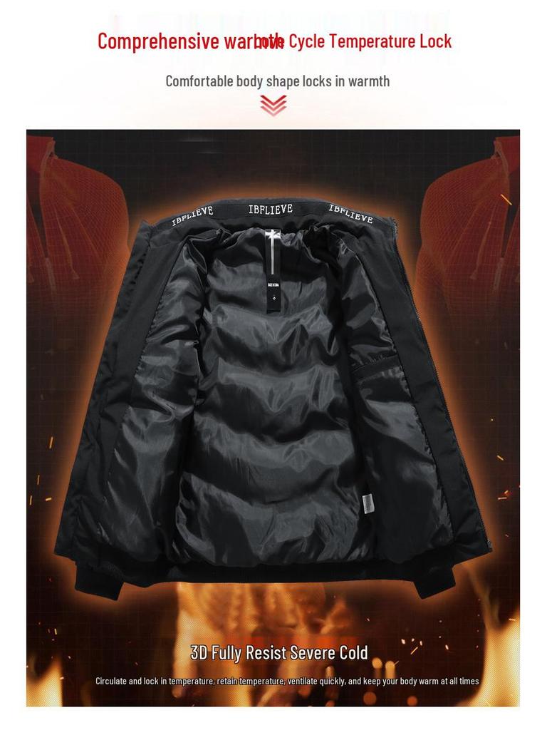 Men's 2025 Trendy Thick Winter Cotton Jacket - Warm, Casual, Plus Size