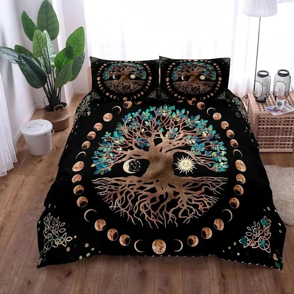 Yggdrasil Tree Of Life Comfortable Duvet Quilt Cover Pillowcase Bedding Set Children Bedroom Decoration Home Textile