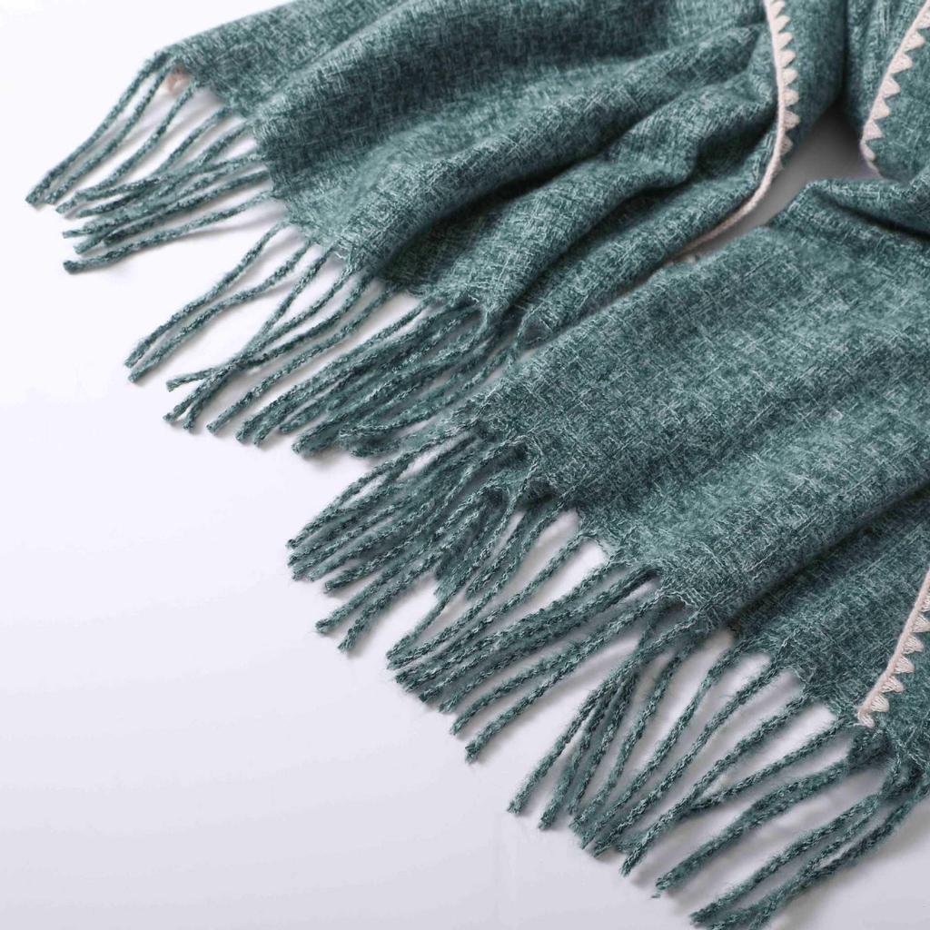 2024 Korean Style Women's Tassel Imitation Cashmere Shawl Scarf - Thick, Warm, Dual-Use, Perfect for Students and Christmas