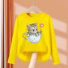 Kid Long Sleeves T-Shirt Fashionable Creativity Cartoon Kitty Cute Cat Print Autumn Casual Sports Versatile Comfortable Loose T-Shirt