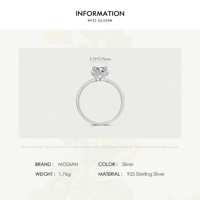 Modian 925 Sterling Silver Classic Round Clear CZ Wedding Brand Finger Rings Platinum Plated Statement Jewelry For Women