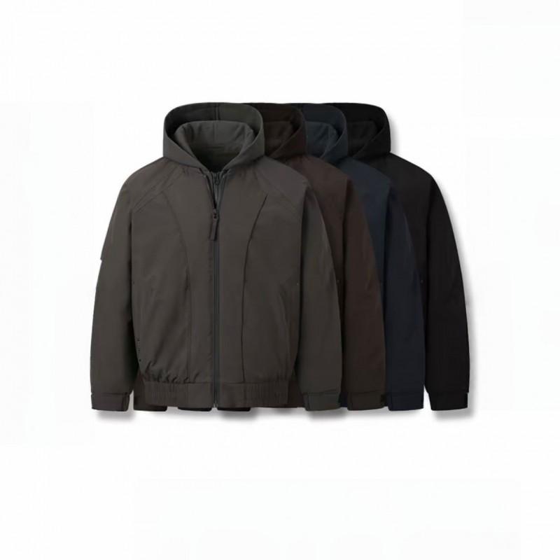 Couple Solid Color Hooded Padded Jacket Loose Fit Winter Outdoor Warm Coat