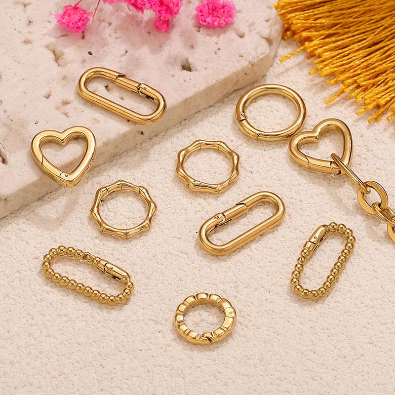 1Pcs Stainless Steel Clasps Gold Geometry Heart Round Ring Lobster Clasp Hook Connectors Diy Jewelry Making Supplies Accessories