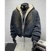 Giacca di jeans con cappuccio da uomo stile retrò americano - Cappotto invernale spesso, caldo, foderato in velluto con sensazione di alta gamma