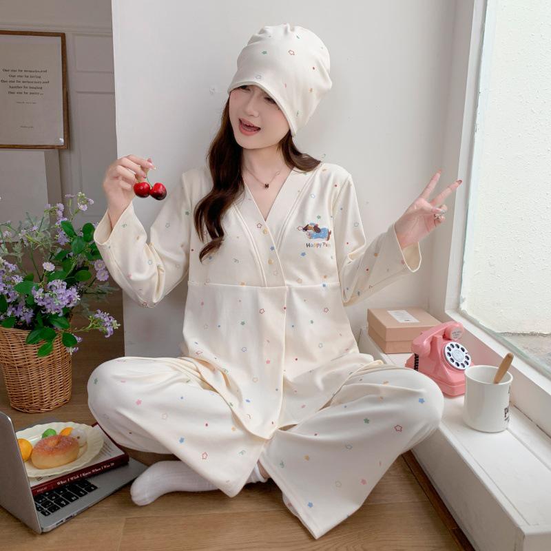 Adjustable Maternity Pajamas: Lightweight, Sweat-Absorbent Nursing Suit for Postpartum and Pregnancy Seasons