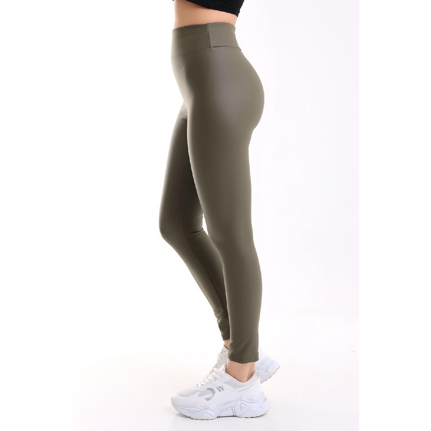 

Women s Matte High Waist Fleece Leather Leggings S чорний