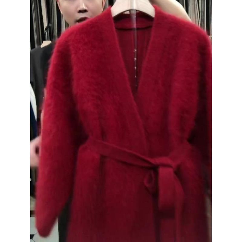 Elegant Fluffy Knit Cardigan – Slim Fit, Autumn/Winter Style