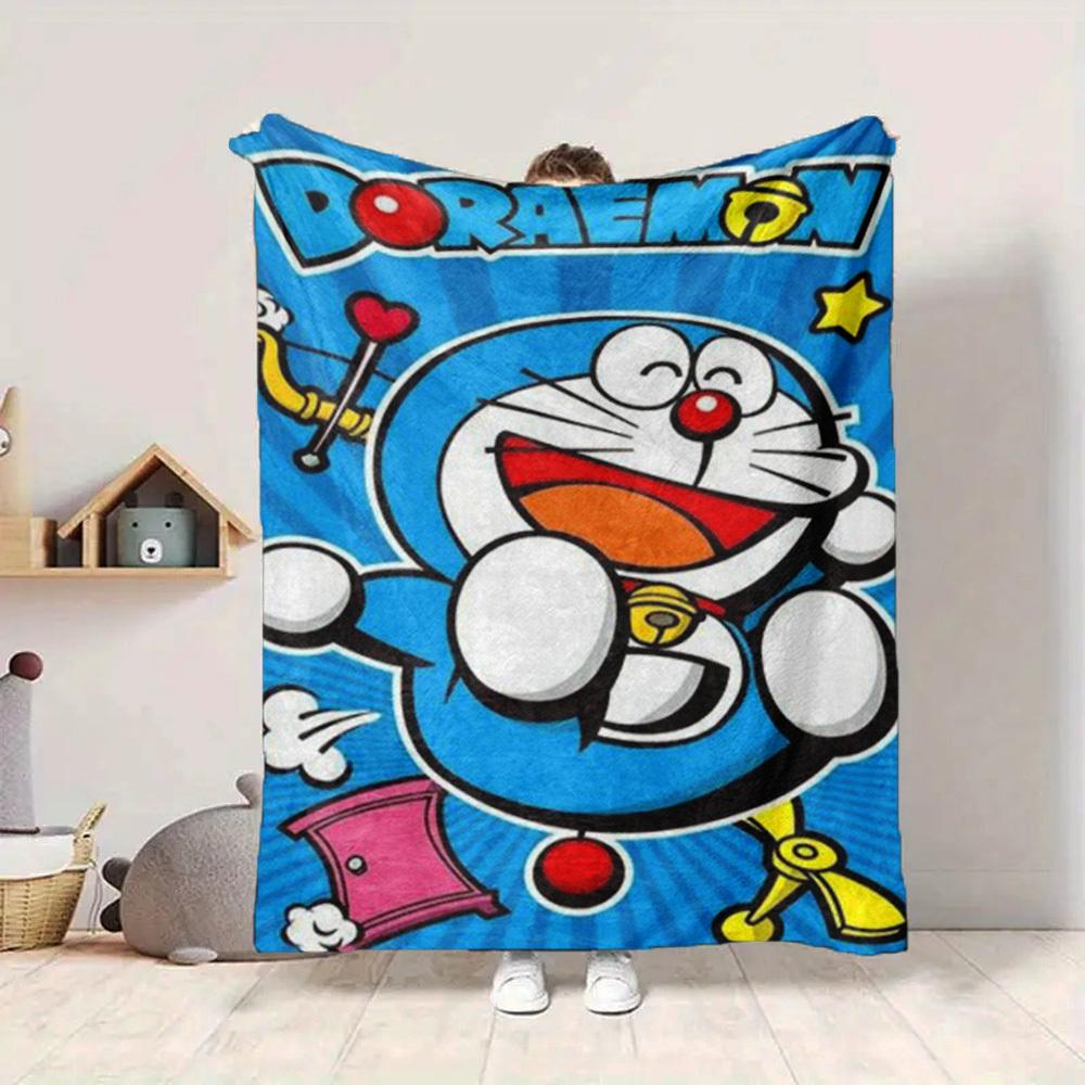 1PC Doraemon, Cartoon Blanket Lightweight Flannel Throw Blanket for Sofa, Bed, Travel, Camping, Livingroom, Office, Couch