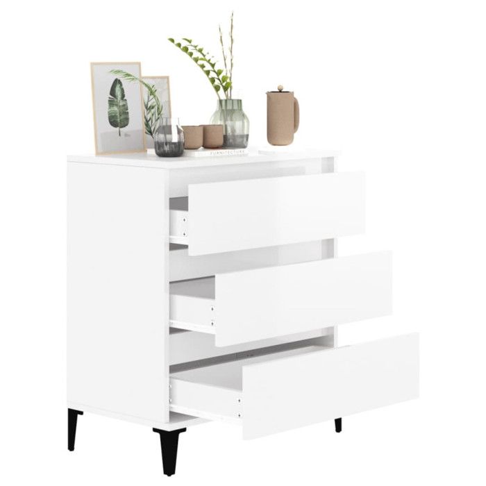 823050 vidaXL Buffet Blanc brillant 60x35x70 cm Bois d'ingénierie