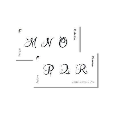 M-R Initial Tattoo Sticker Set