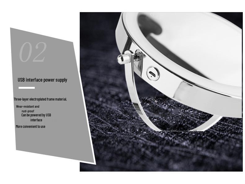 8" Double-Sided LED Lighted Makeup Mirror with Adjustable Height and Magnification