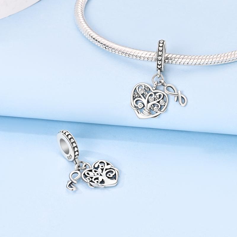 925 Silver Charms Bead CZ Zircon Heart Tree of Life Dangle Fit Original Bracelet DIY Women Jewelry Gift