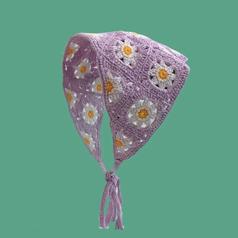 Süßes Niedliches Gestricktes Dreieck Stirnband Französischer Pastoralstil Stirnband Für Frauen Mädchen Kleine Blume Kopftuch Haaraccessoires